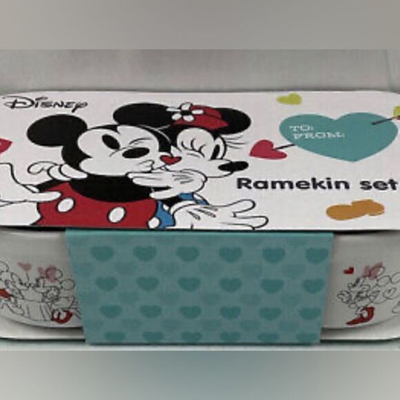 ❤️❤️Disney Minnie and Mickey Mouse Be My Valentine Lovers Ramekins - Set of 2 - Picture 3 of 6